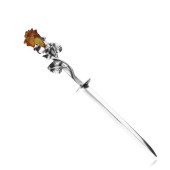 Cutit scrisori argint cu floare de chihlimbar DiAmanti AMJ-028-AS